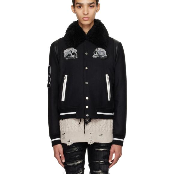 AMIRI Wes Lang Varsity Jacket Bomber Leather Skulls Size 46 NO COLLAR - Picture 13 of 13